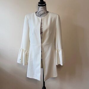 Jad Made in France Pearl Embellished Bell Sleeve Jacket